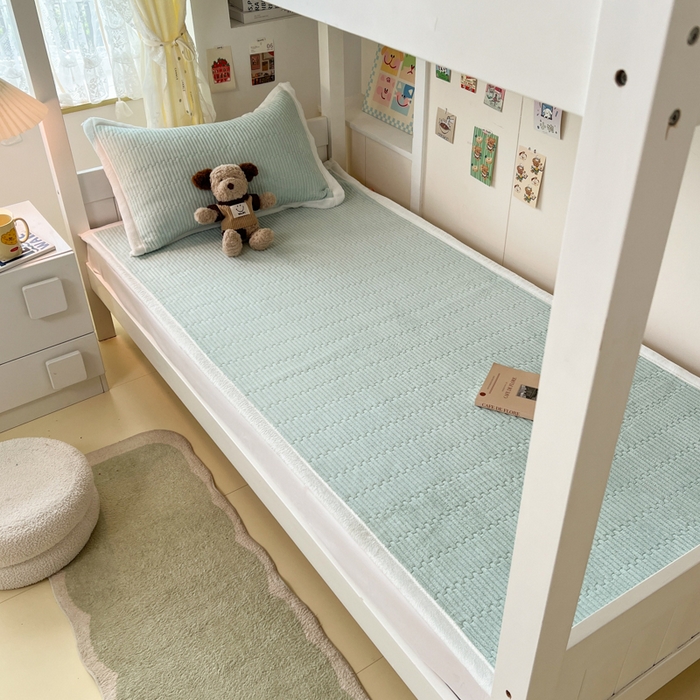 91家纺网 家纺一手货源 找家纺 川悦生活2025 新款A类印花牛奶绒床垫加厚绒保暖床护垫 晴空-轻水