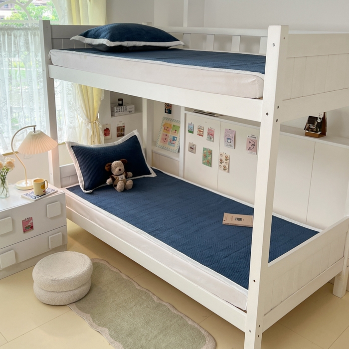 91家纺网 家纺一手货源 找家纺 川悦生活2025 新款A类印花牛奶绒床垫加厚绒保暖床护垫 晴空-深蓝