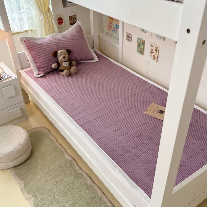 91家纺网 家纺一手货源 找家纺 川悦生活2025 新款A类印花牛奶绒床垫加厚绒保暖床护垫 晴空-香芋