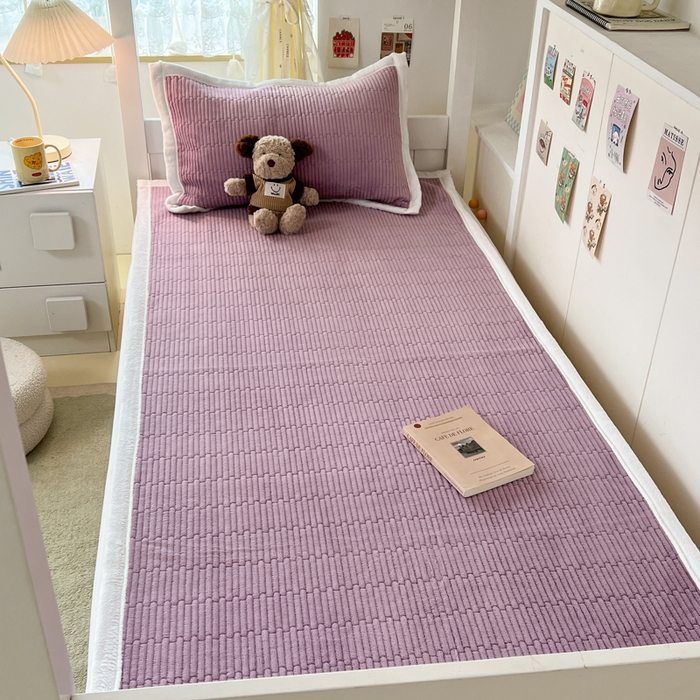 91家纺网 家纺一手货源 找家纺 川悦生活2025 新款A类印花牛奶绒床垫加厚绒保暖床护垫 晴空-香芋