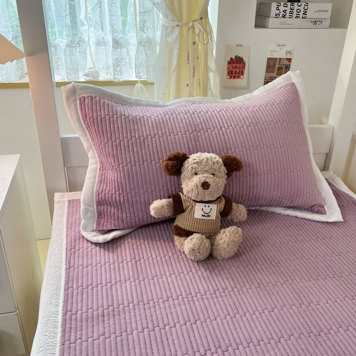 91家纺网 家纺一手货源 找家纺 川悦生活2025 新款A类印花牛奶绒床垫加厚绒保暖床护垫 晴空-香芋