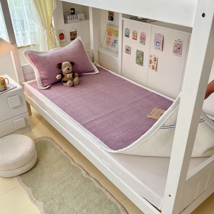 91家纺网 家纺一手货源 找家纺 川悦生活2025 新款A类印花牛奶绒床垫加厚绒保暖床护垫 晴空-香芋