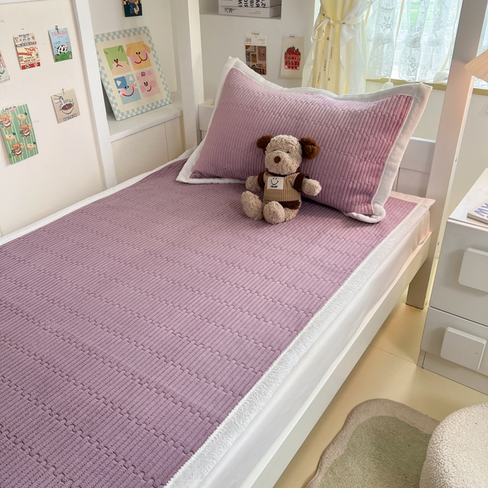 91家纺网 家纺一手货源 找家纺 川悦生活2025 新款A类印花牛奶绒床垫加厚绒保暖床护垫 晴空-香芋