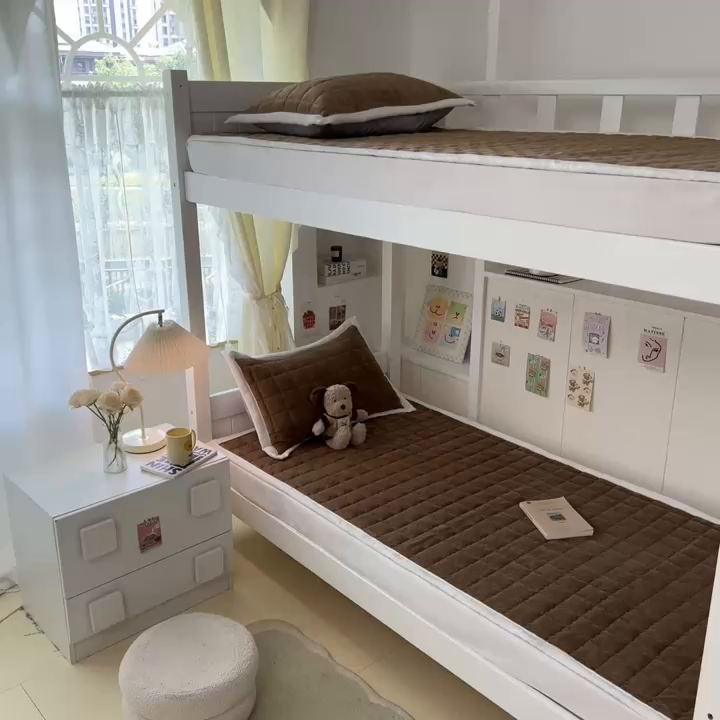 91家纺网 家纺一手货源 找家纺 川悦生活2025 新款A类印花牛奶绒床垫加厚绒保暖床护垫 吉木-暖咖