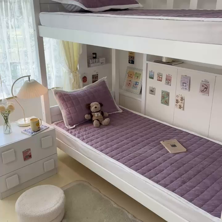 91家纺网 家纺一手货源 找家纺 川悦生活2025 新款A类印花牛奶绒床垫加厚绒保暖床护垫 吉木-香芋