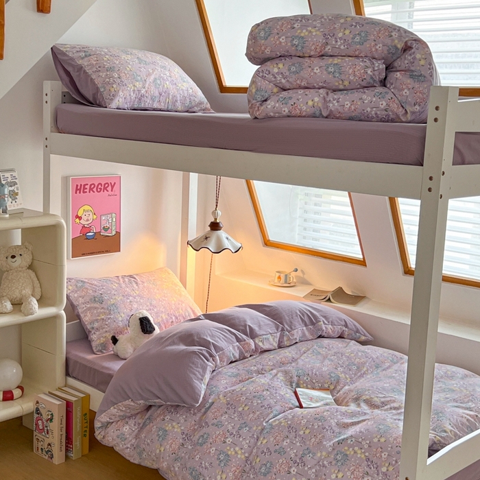 91家纺网 家纺一手货源 找家纺 妖妖家纺2025云感双层纱学生三件套 春藤语