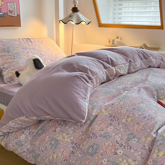 91家纺网 家纺一手货源 找家纺 妖妖家纺2025云感双层纱学生三件套 春藤语