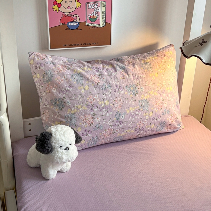 91家纺网 家纺一手货源 找家纺 妖妖家纺2025云感双层纱学生三件套 春藤语