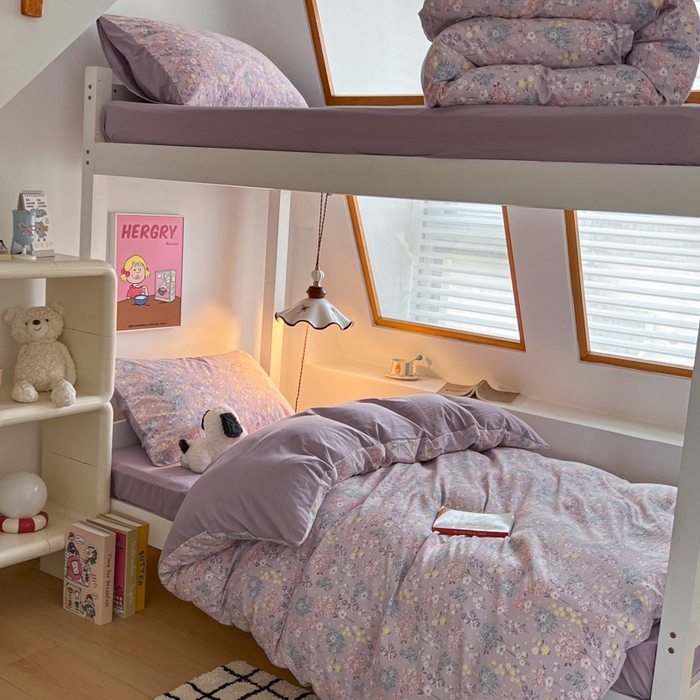 91家纺网 家纺一手货源 找家纺 妖妖家纺2025云感双层纱学生三件套 春藤语