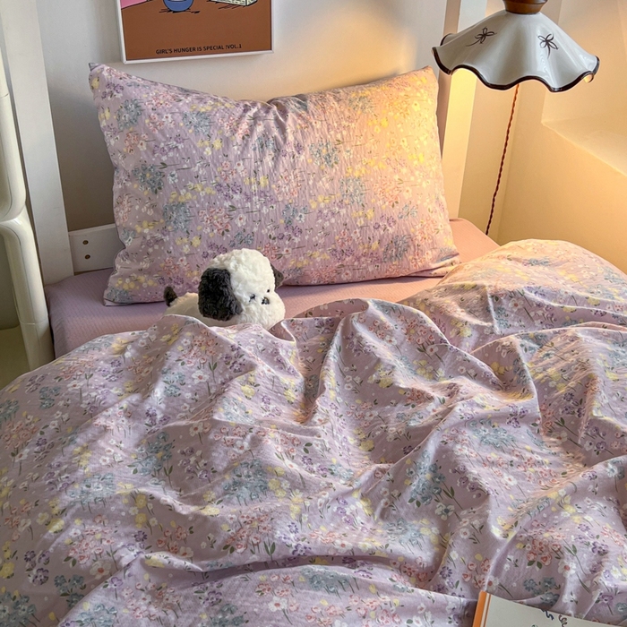 91家纺网 家纺一手货源 找家纺 妖妖家纺2025云感双层纱学生三件套 春藤语