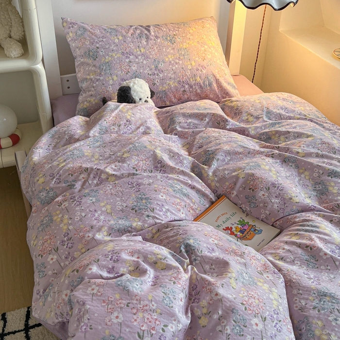 91家纺网 家纺一手货源 找家纺 妖妖家纺2025云感双层纱学生三件套 春藤语