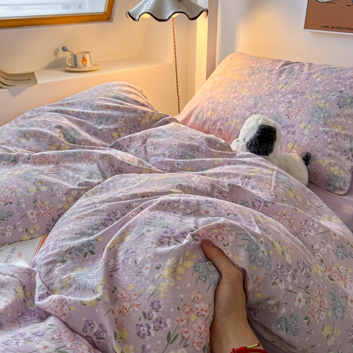 91家纺网 家纺一手货源 找家纺 妖妖家纺2025云感双层纱学生三件套 春藤语