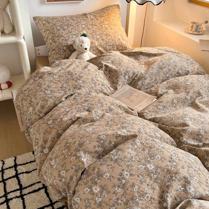 91家纺网 家纺一手货源 找家纺 妖妖家纺2025云感双层纱学生三件套 花间语