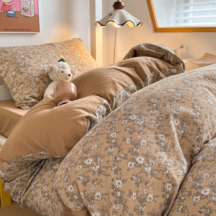 妖妖家纺2025云感双层纱学生三件套 花间语