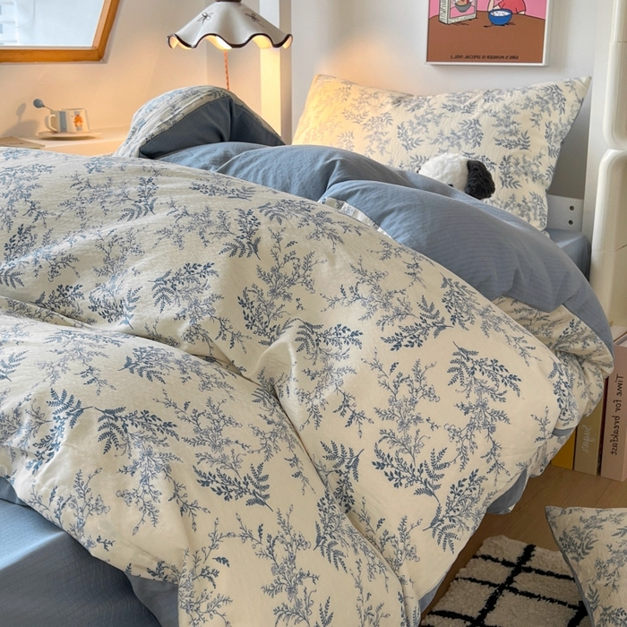 91家纺网 家纺一手货源 找家纺 妖妖家纺2025云感双层纱学生三件套 兰亭叙