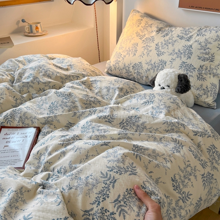 91家纺网 家纺一手货源 找家纺 妖妖家纺2025云感双层纱学生三件套 兰亭叙