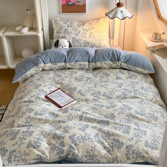 91家纺网 家纺一手货源 找家纺 妖妖家纺2025云感双层纱学生三件套 兰亭叙