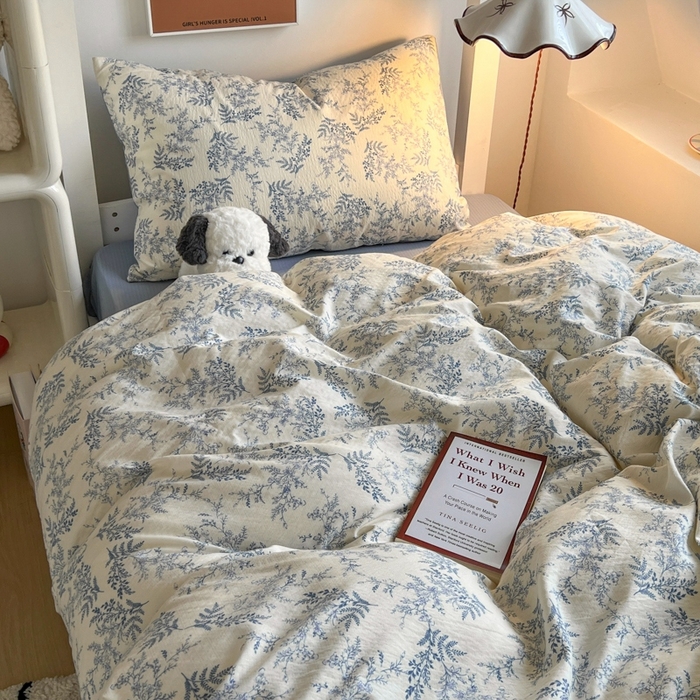 91家纺网 家纺一手货源 找家纺 妖妖家纺2025云感双层纱学生三件套 兰亭叙