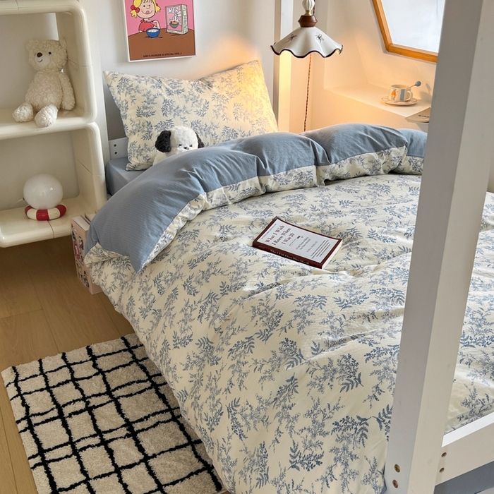 91家纺网 家纺一手货源 找家纺 妖妖家纺2025云感双层纱学生三件套 兰亭叙