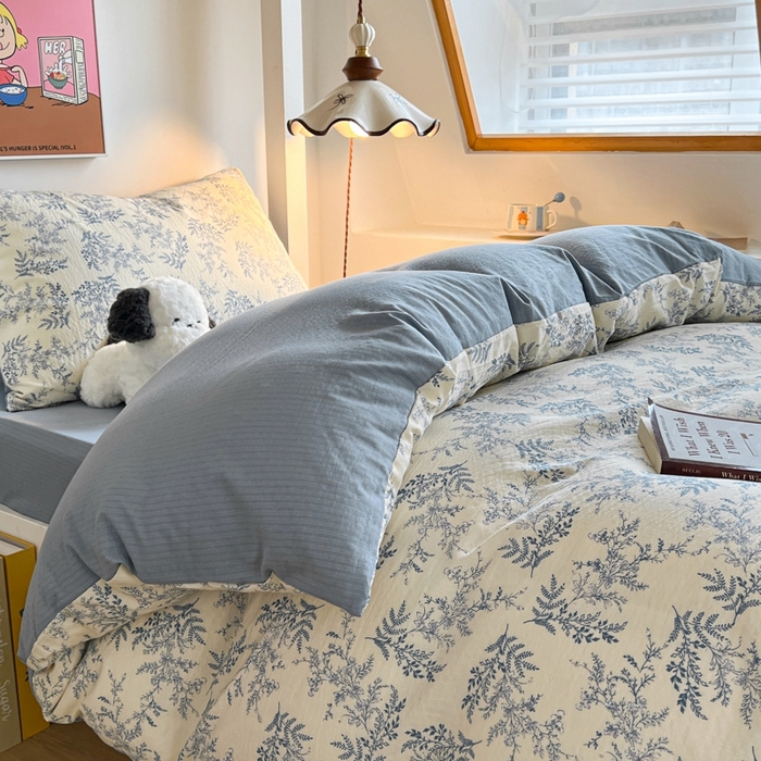 91家纺网 家纺一手货源 找家纺 妖妖家纺2025云感双层纱学生三件套 兰亭叙