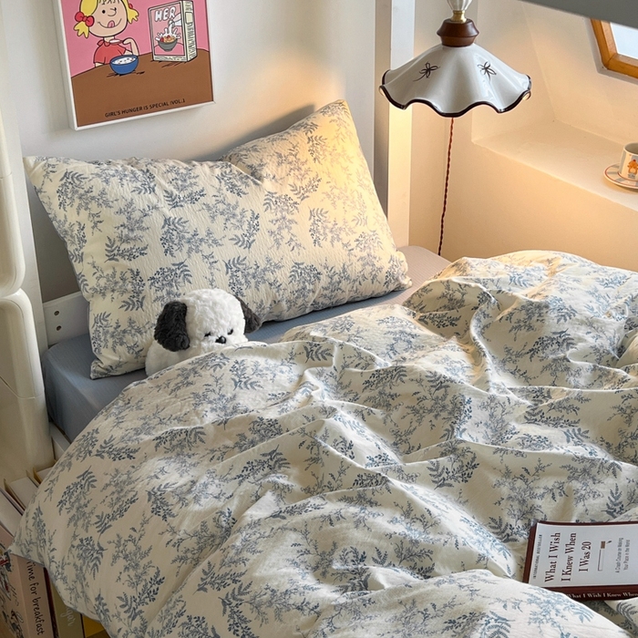 91家纺网 家纺一手货源 找家纺 妖妖家纺2025云感双层纱学生三件套 兰亭叙