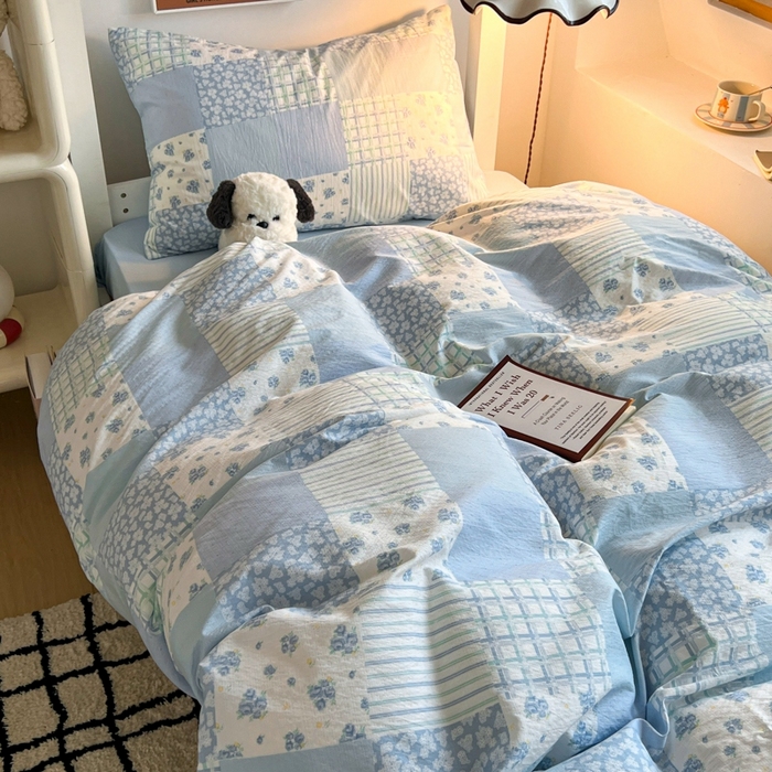 91家纺网 家纺一手货源 找家纺 妖妖家纺2025云感双层纱学生三件套 露华浓