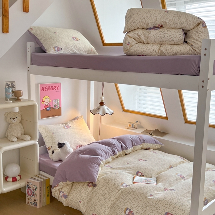 91家纺网 家纺一手货源 找家纺 妖妖家纺2025云感双层纱学生三件套 美美春游