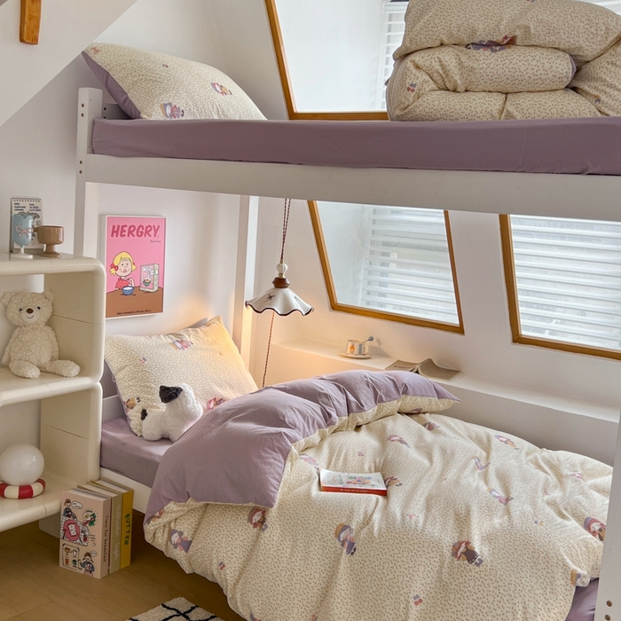 91家纺网 家纺一手货源 找家纺 妖妖家纺2025云感双层纱学生三件套 美美春游