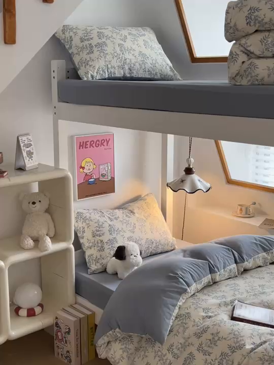 91家纺网 家纺一手货源 找家纺 妖妖家纺2025云感双层纱学生三件套 兰亭叙