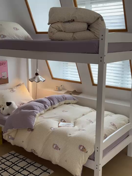 91家纺网 家纺一手货源 找家纺 妖妖家纺2025云感双层纱学生三件套 美美春游