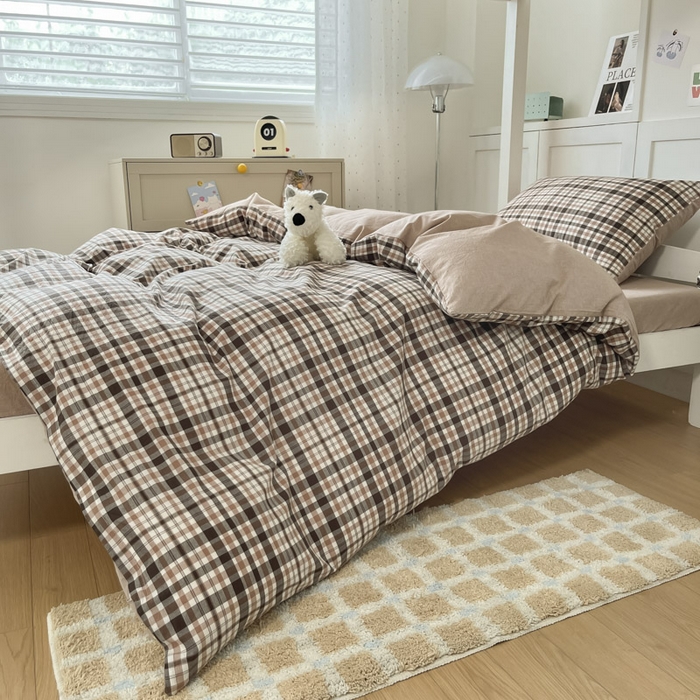 91家纺网 家纺一手货源 找家纺 ab家纺  2025新款40支A类水洗棉学生三件套 茶里-咖