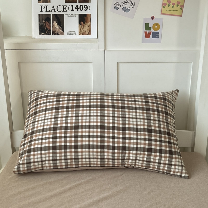 91家纺网 家纺一手货源 找家纺 ab家纺  2025新款40支A类水洗棉学生三件套 茶里-咖