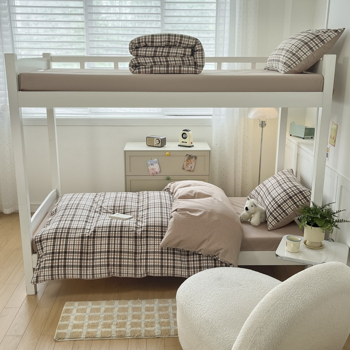 91家纺网 家纺一手货源 找家纺 ab家纺  2025新款40支A类水洗棉学生三件套 茶里-咖