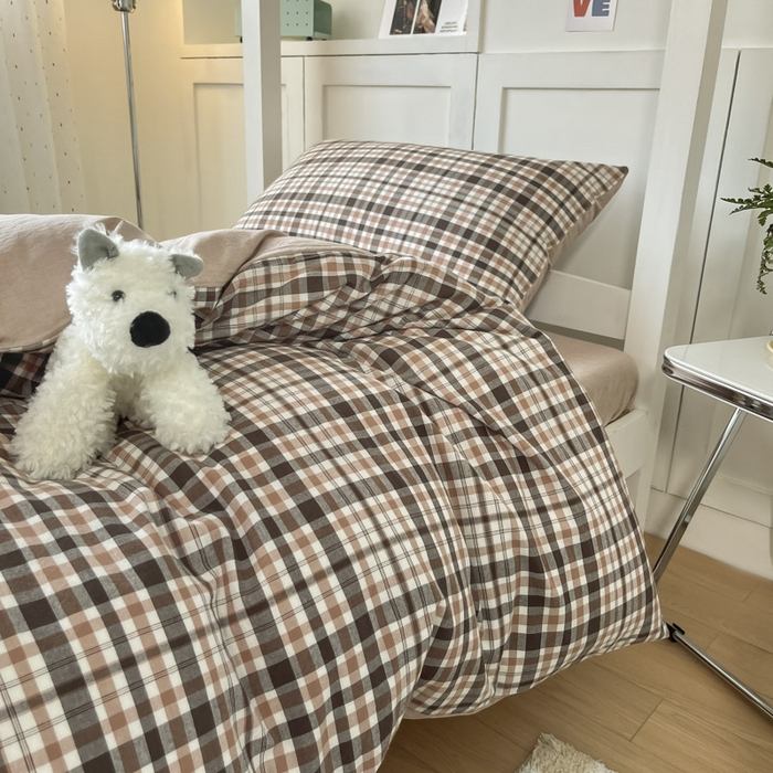 91家纺网 家纺一手货源 找家纺 ab家纺  2025新款40支A类水洗棉学生三件套 茶里-咖