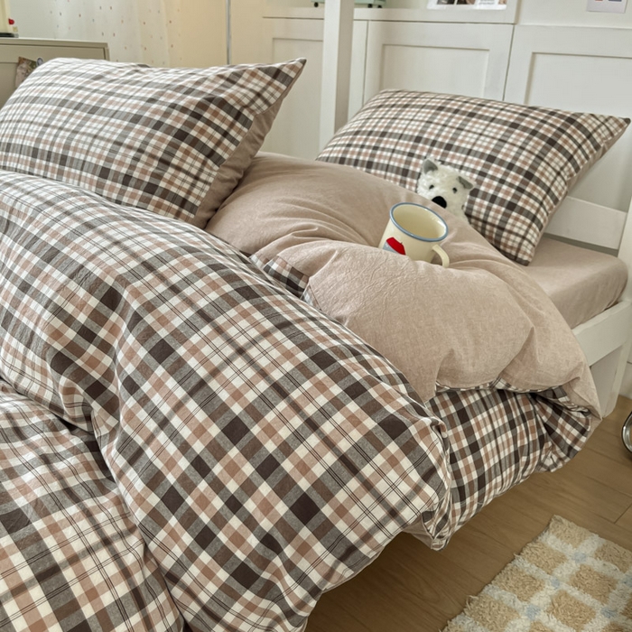 91家纺网 家纺一手货源 找家纺 ab家纺  2025新款40支A类水洗棉学生三件套 茶里-咖