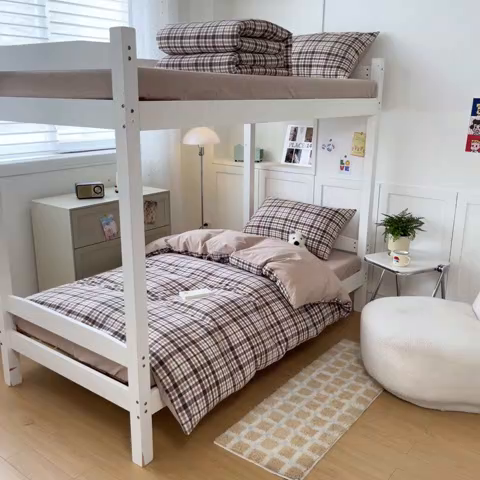 91家纺网 家纺一手货源 找家纺 ab家纺  2025新款40支A类水洗棉学生三件套 茶里-咖