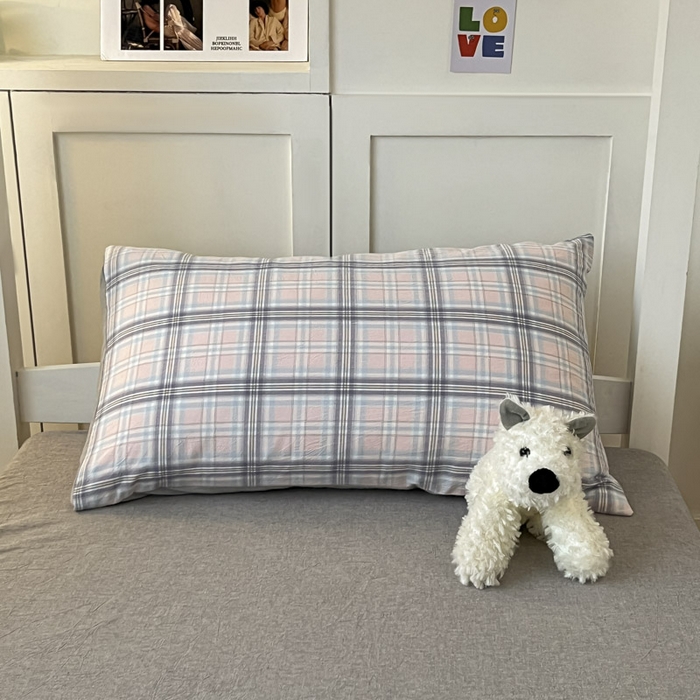 91家纺网 家纺一手货源 找家纺 ab家纺  2025新款40支A类水洗棉学生三件套 春野粉蓝