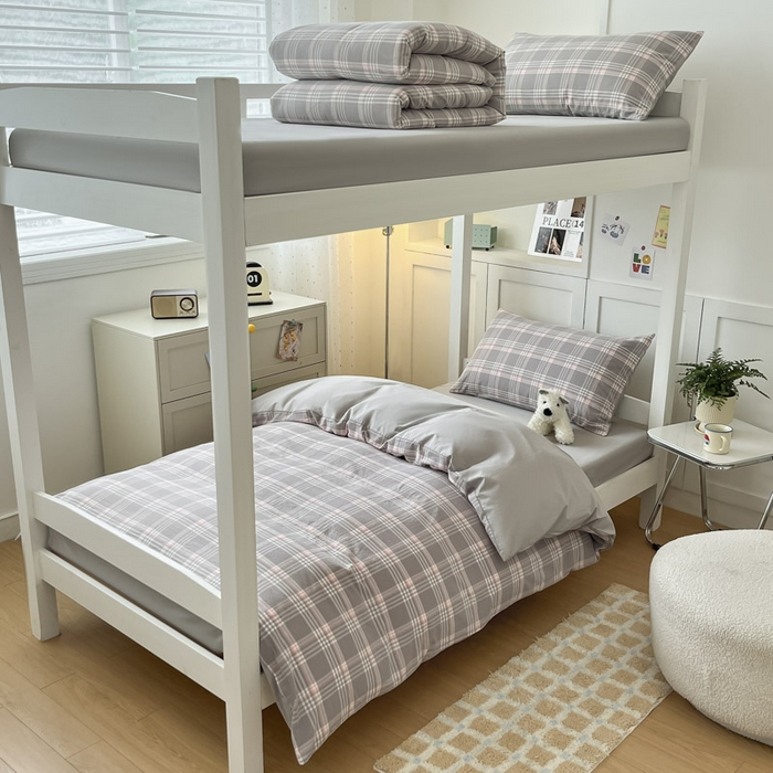 ab家纺  2025新款40支A类水洗棉学生三件套 富士格-灰