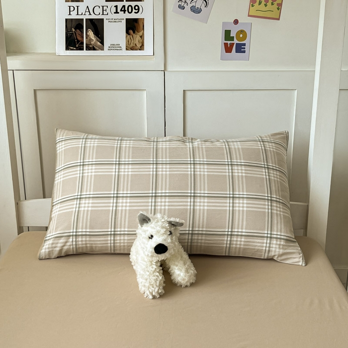 91家纺网 家纺一手货源 找家纺 ab家纺  2025新款40支A类水洗棉学生三件套 富士格-咖