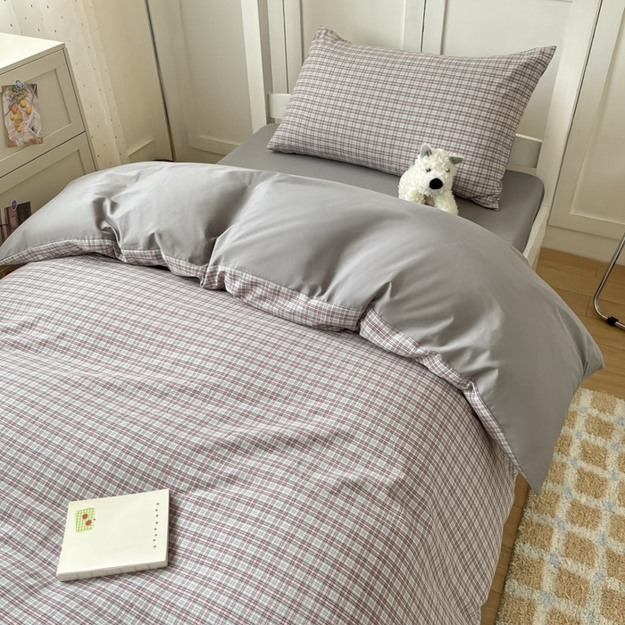 91家纺网 家纺一手货源 找家纺 ab家纺  2025新款40支A类水洗棉学生三件套 麦斯-灰