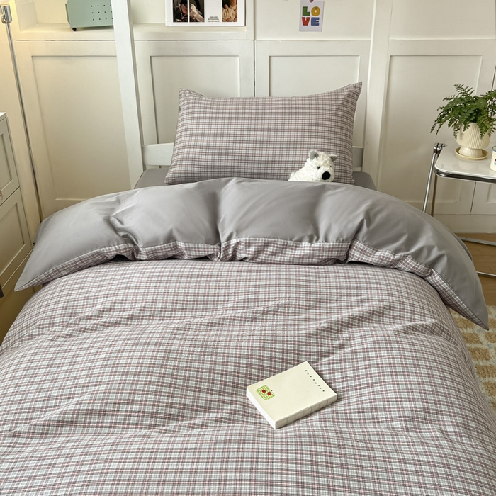 91家纺网 家纺一手货源 找家纺 ab家纺  2025新款40支A类水洗棉学生三件套 麦斯-灰