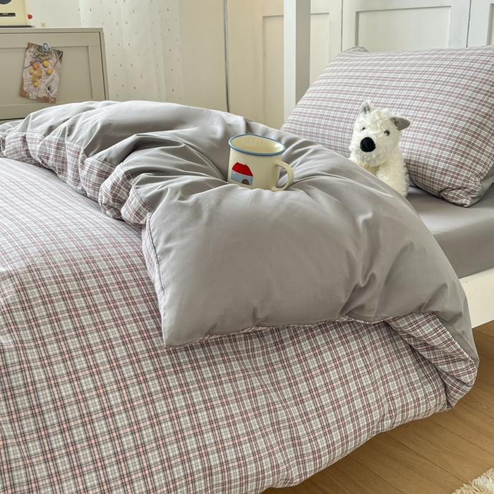 91家纺网 家纺一手货源 找家纺 ab家纺  2025新款40支A类水洗棉学生三件套 麦斯-灰