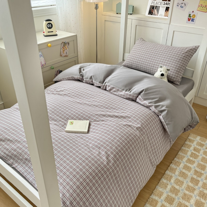 91家纺网 家纺一手货源 找家纺 ab家纺  2025新款40支A类水洗棉学生三件套 麦斯-灰