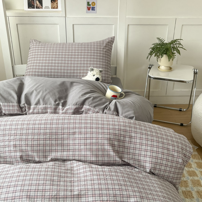 91家纺网 家纺一手货源 找家纺 ab家纺  2025新款40支A类水洗棉学生三件套 麦斯-灰