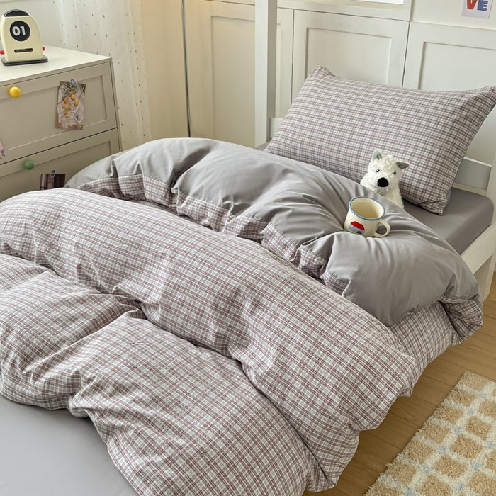 91家纺网 家纺一手货源 找家纺 ab家纺  2025新款40支A类水洗棉学生三件套 麦斯-灰