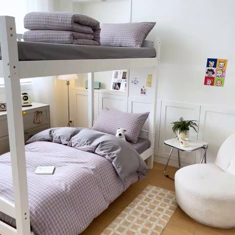 91家纺网 家纺一手货源 找家纺 ab家纺  2025新款40支A类水洗棉学生三件套 麦斯-灰