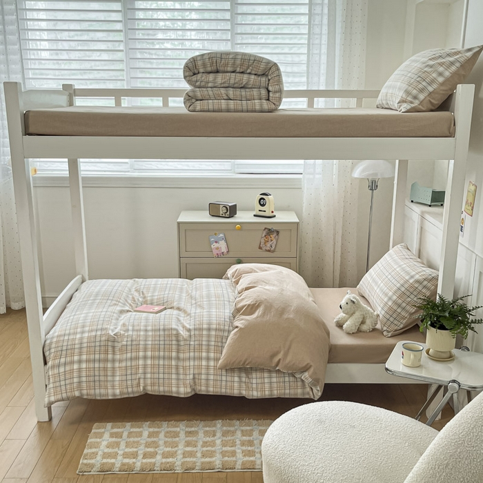 91家纺网 家纺一手货源 找家纺 ab家纺  2025新款40支A类水洗棉学生三件套 觅果-卡其