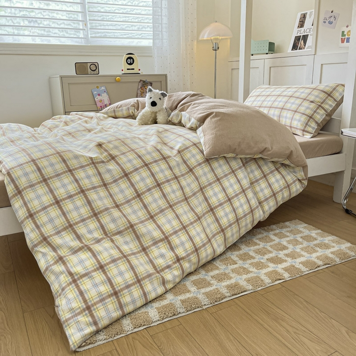 91家纺网 家纺一手货源 找家纺 ab家纺  2025新款40支A类水洗棉学生三件套 楠艺-咖