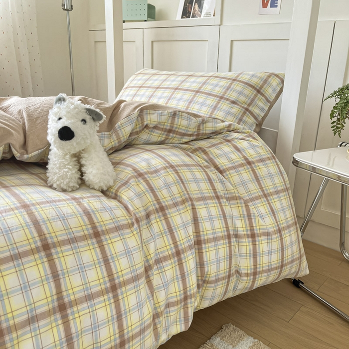 91家纺网 家纺一手货源 找家纺 ab家纺  2025新款40支A类水洗棉学生三件套 楠艺-咖