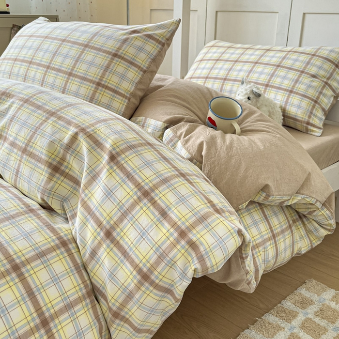 91家纺网 家纺一手货源 找家纺 ab家纺  2025新款40支A类水洗棉学生三件套 楠艺-咖